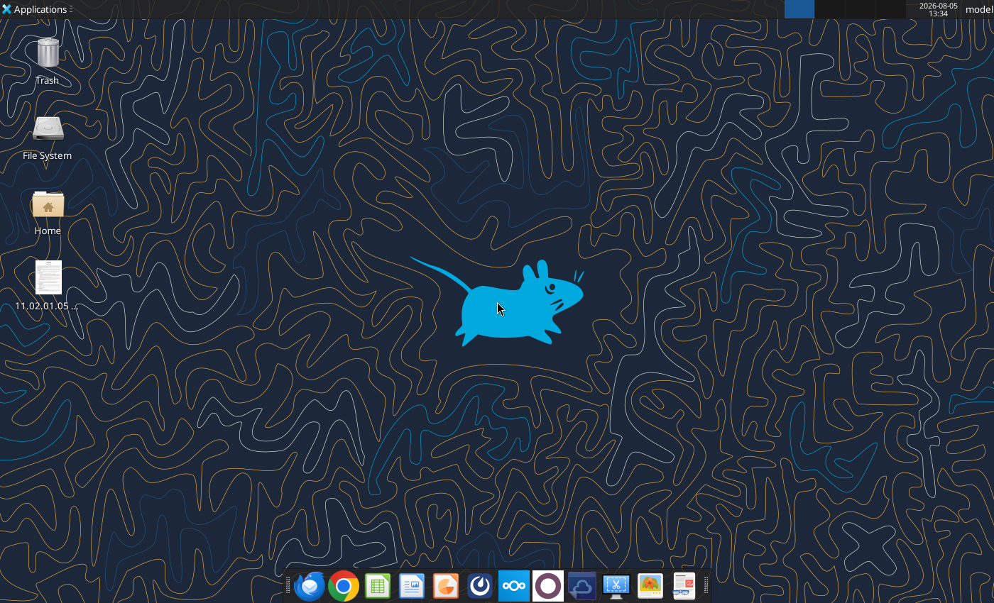 The agent's Linux desktop. The real LibreOffice Calc, Writer, and Impress icons in the dock, the File System icon, and the PDF viewer icon are outlined to show they are interactive.